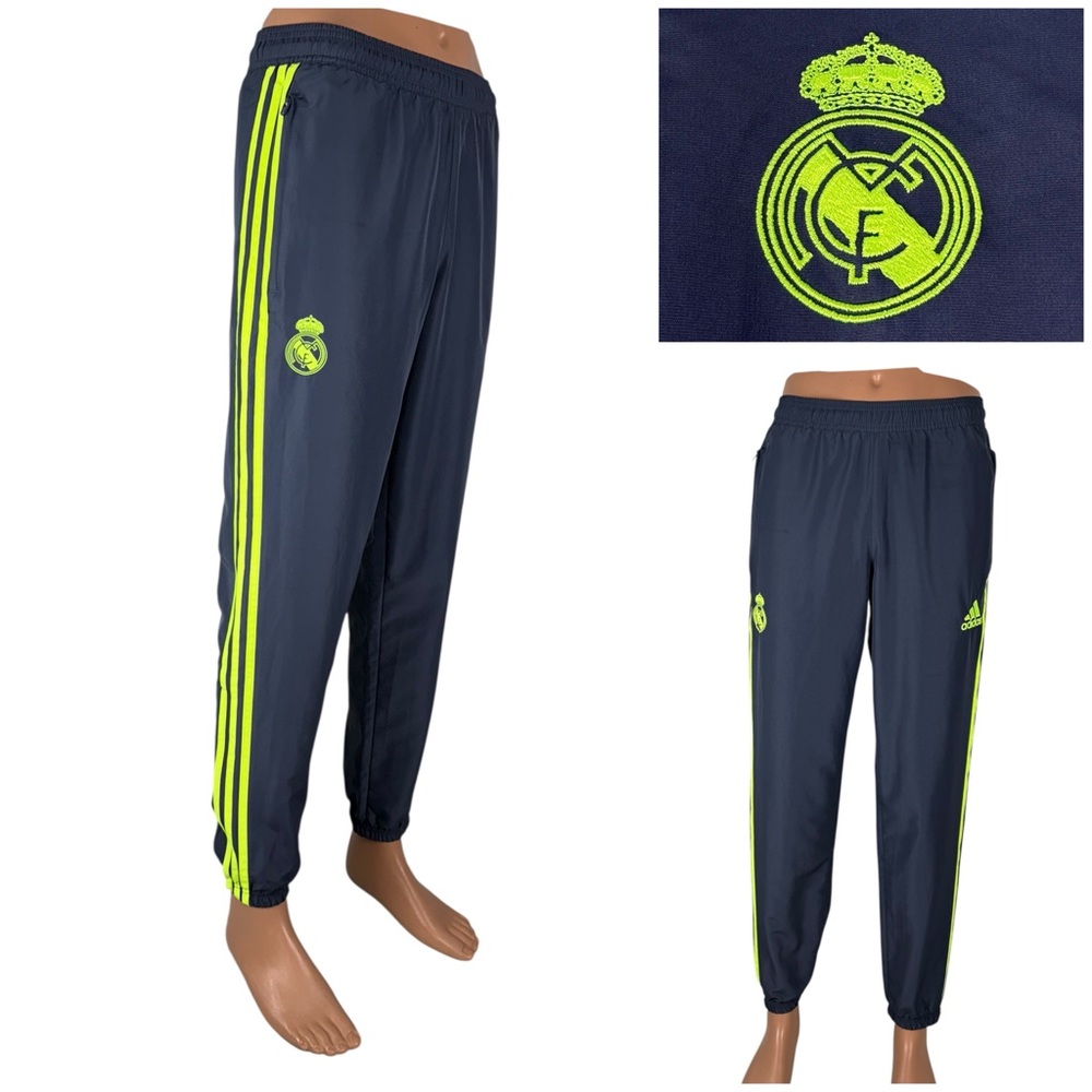 Real Madrid Adidas Men Small Pants Gray Embroidered Logo 2015-16 Soccer Football